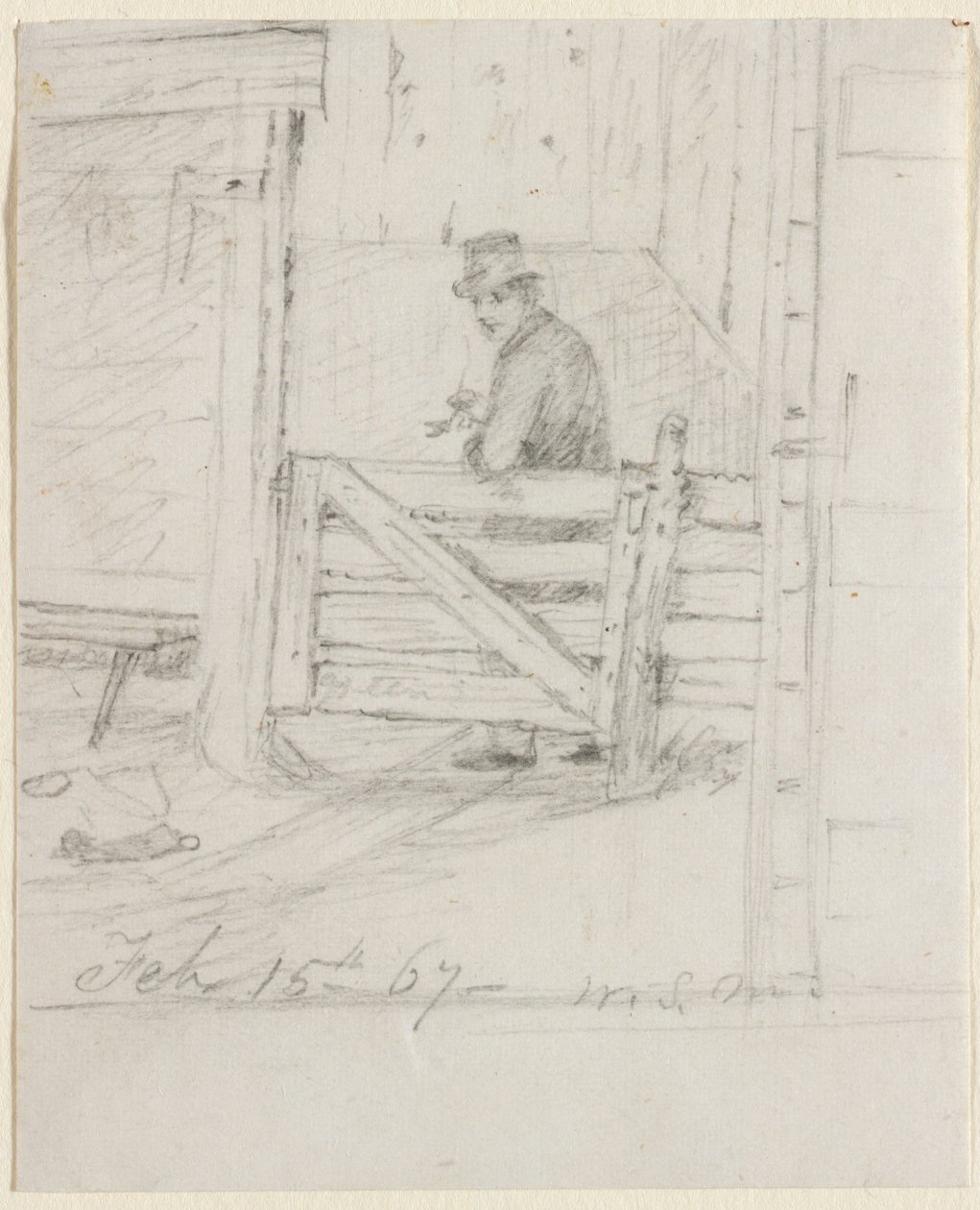 Rustend op het hek, 1867 door William Sidney Mount