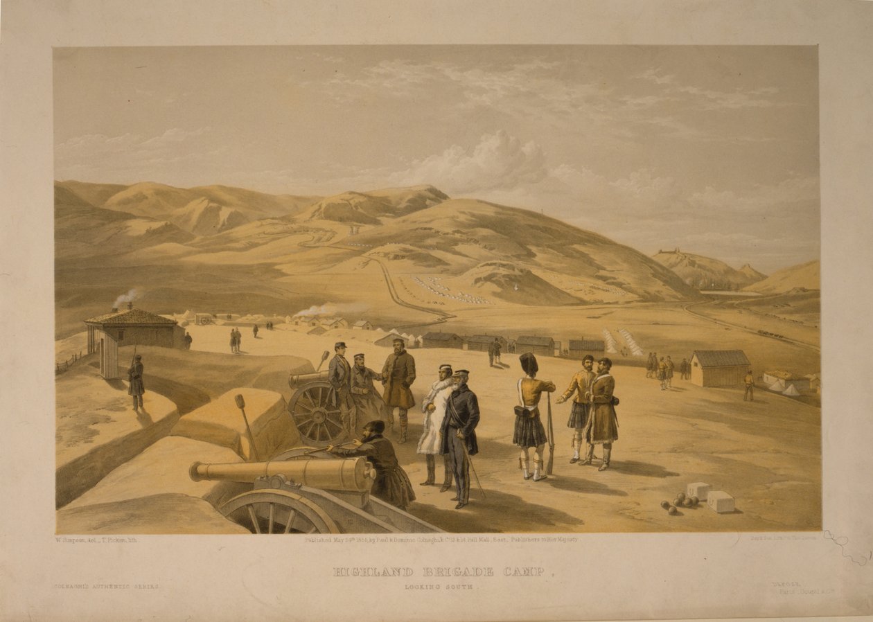 Kamp van de Hooglandbrigade, 1855 door William Crimea Simpson