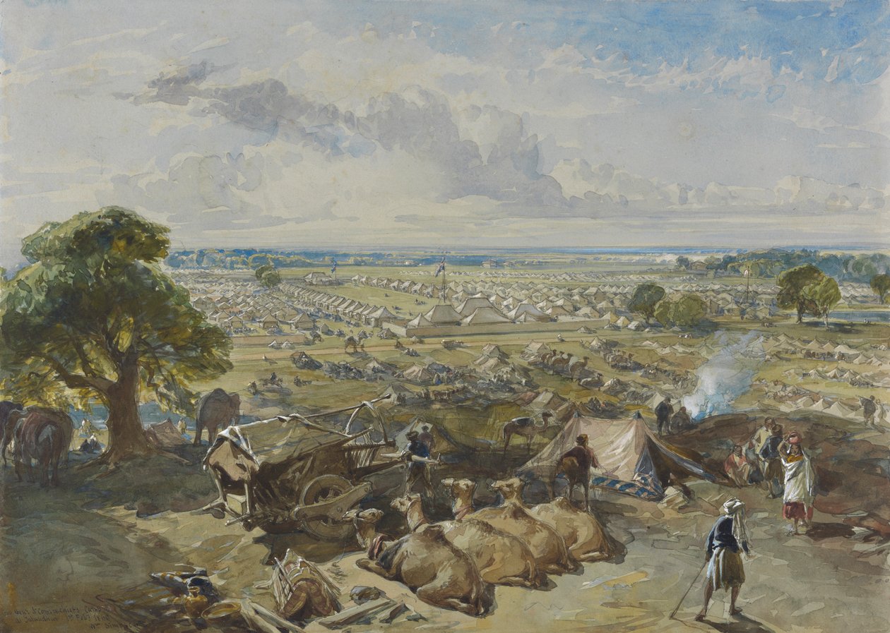 Het kamp van de gouverneur-generaal en opperbevelhebber in Jalandhar, 1 februari 1860 door William Simpson