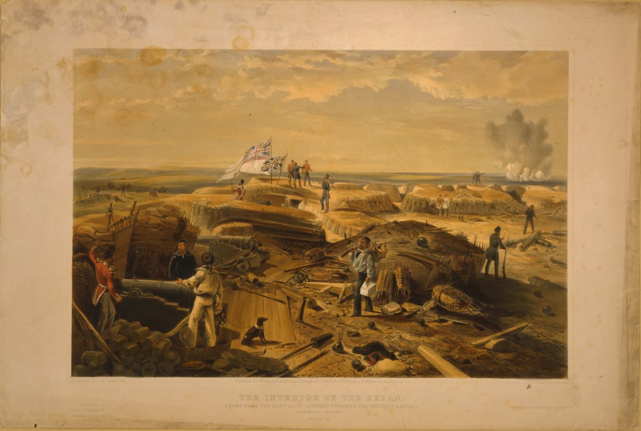 Het interieur van de Redan genomen vanaf de linkerzijde, 1855 door William Crimea Simpson