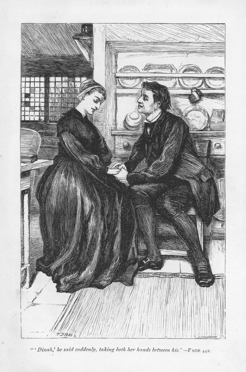 Na de beproevingen van het verhaal verklaart Adam Bede zijn liefde aan Dinah Morris, de Methodistische prediker door William Small
