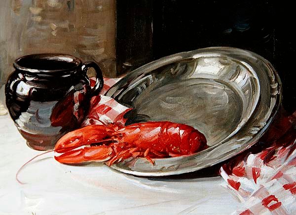 Stilleven - Kreeft op een Schotel door William Somerville Shanks
