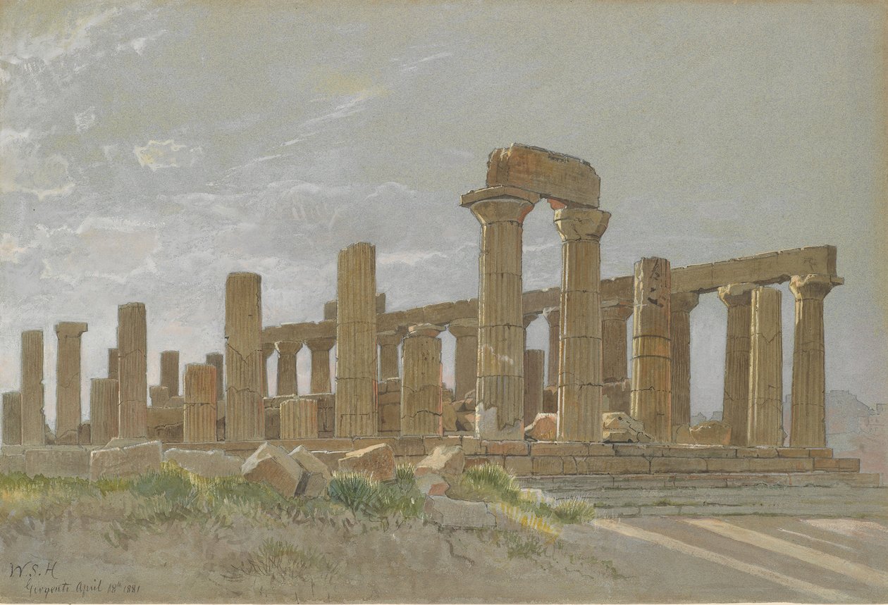 Girgenti De Tempel van Juno Lacinia in Agrigentum door William Stanley Haseltine