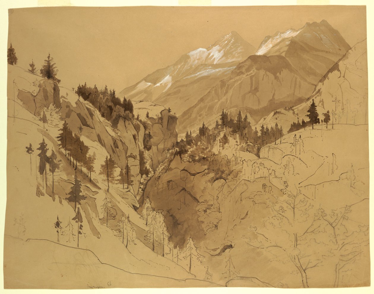 Studie van Landschap, Meiringen, Zwitserland door William Stanley Haseltine