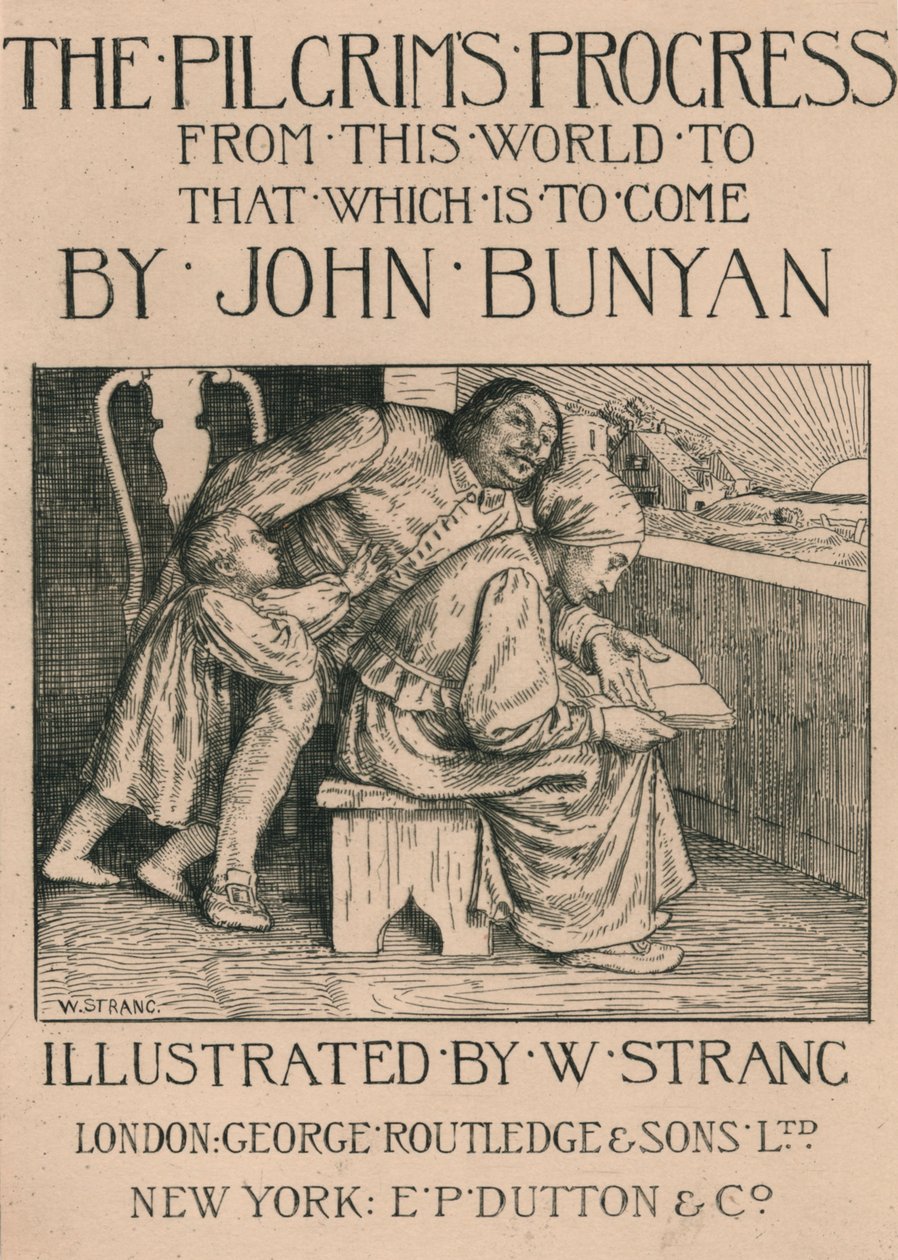 Bunyans vrouw leest de Bijbel aan hem voor, ca. 1916 door William Strang