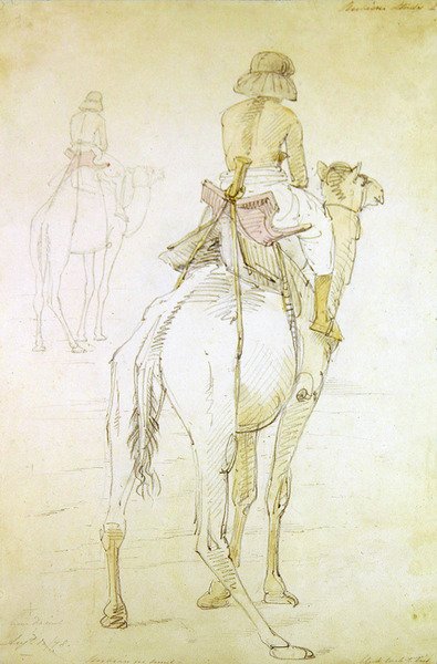 Studie van een man op een kameel door William Strutt