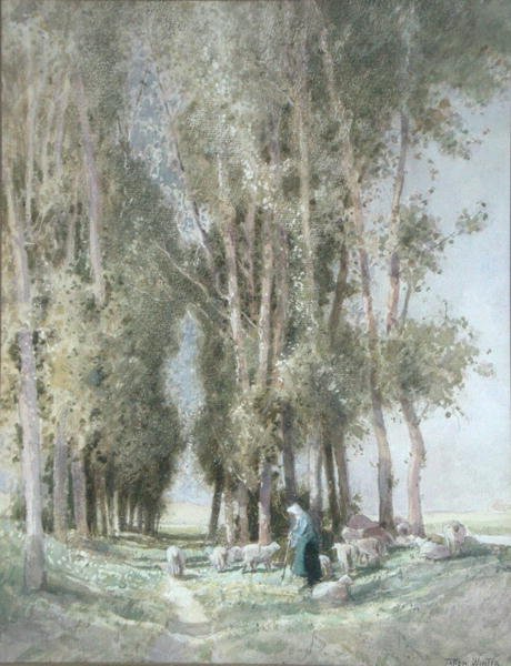 Een herderin en haar kudde, Holland door William Tatton Winter