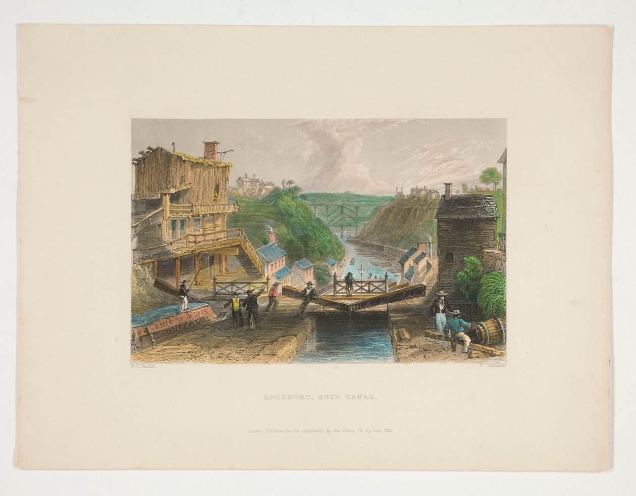 Lockport, Erie Canal, illustratie voor Nathaniel Parker Willis door William Tombleson
