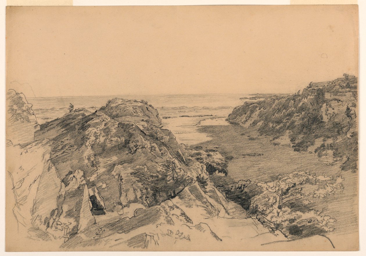 Tekening, Paradijs en Vagevuur, Middletown, Rhode Island, ca. 1875-80 door William Trost Richards