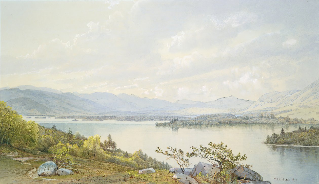 Lake Squam en de Sandwich Mountains door William Trost Richards
