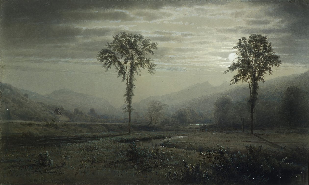 Maanlicht op Mount Lafayette, New Hampshire, 1873 door William Trost Richards