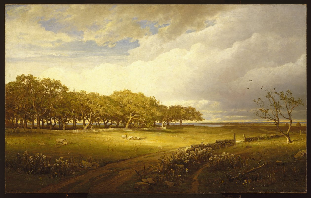 Oude boomgaard in Newport door William Trost Richards