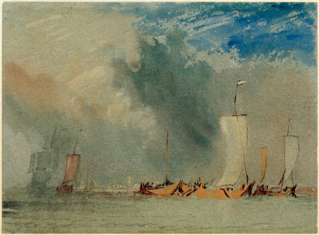 Bij Nantes: Loire-schepen in een windvlaag door Joseph Mallord William Turner