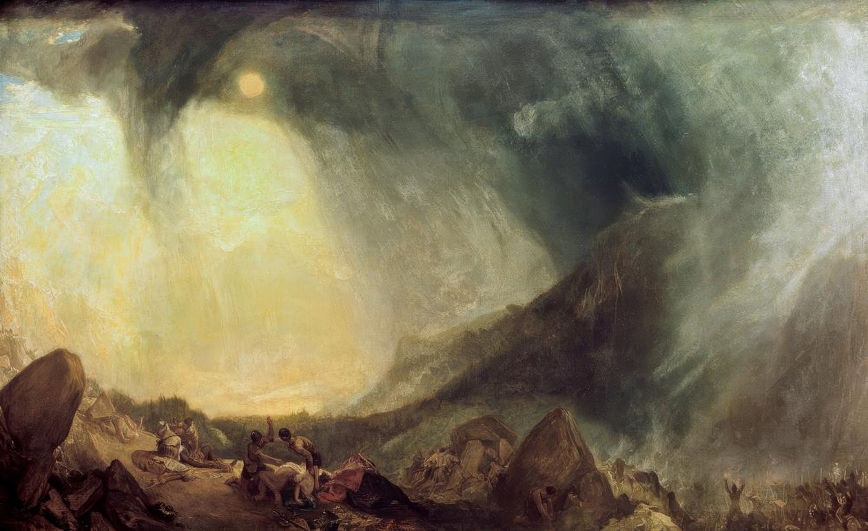 Sneeuwstorm: Hannibal en zijn leger steken de Alpen over door Joseph Mallord William Turner