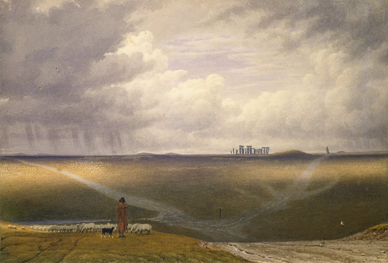 Stonehenge-Een regenachtige dag, begin 19e eeuw door Joseph Mallord William Turner