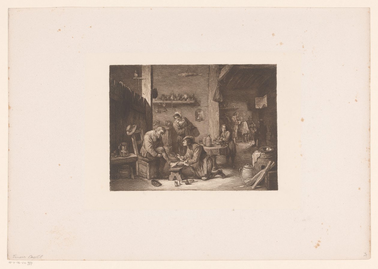 Interieur met een arts en een barbier door William Unger