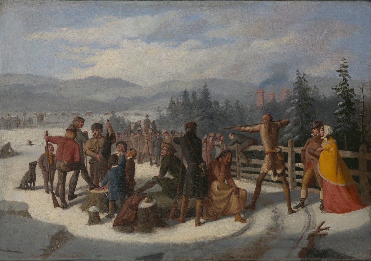 Scènes uit de pioniers door Cooper, Deerslayer bij de schietwedstrijd door William Walcutt