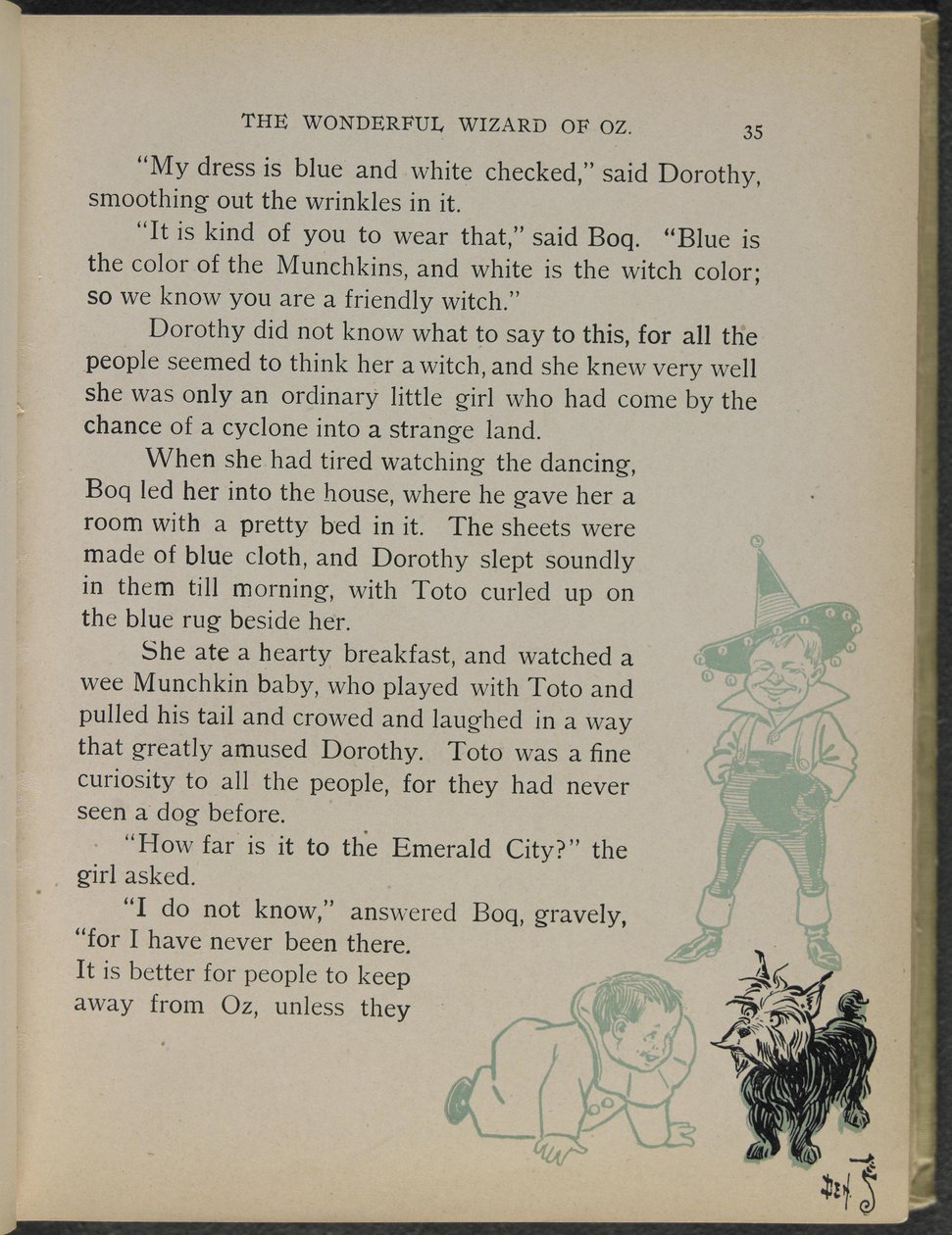 Illustratie uit "De wonderbaarlijke tovenaar van Oz" door Lyman Frank Baum door William Wallace Denslow