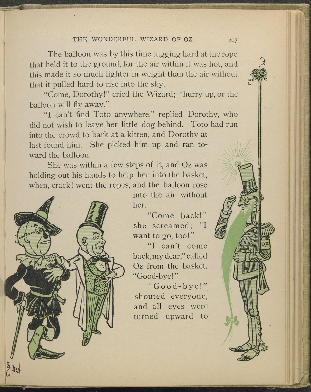 Illustratie uit "De wonderbaarlijke tovenaar van Oz" door Lyman Frank Baum door William Wallace Denslow
