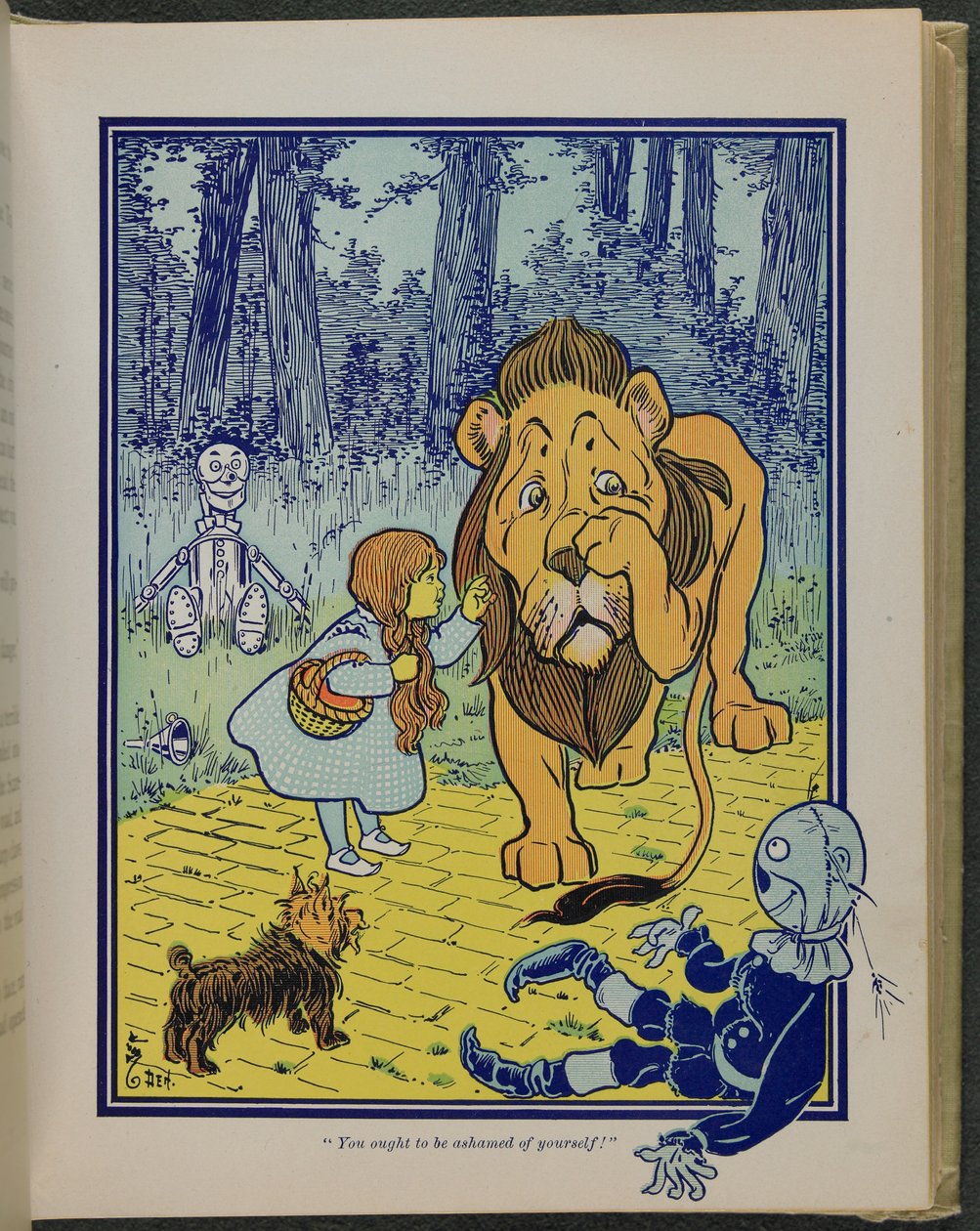 "Je zou je voor jezelf moeten schamen", illustratie uit "The wonderful Wizard of Oz" door Lyman Frank Baum door William Wallace Denslow