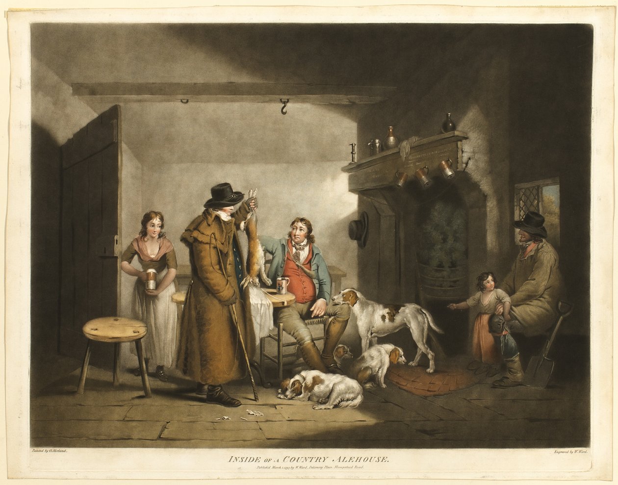 Binnenkant van een Landelijke Herberg door William Ward