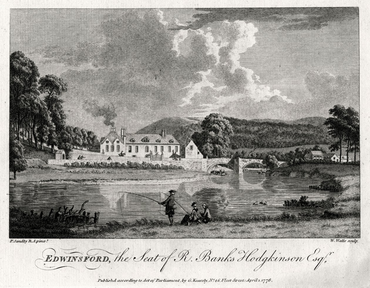 Edwinsford, het landgoed van R Banks Hodgkinson Esq, Carmarthenshire, 1776 door William Watts