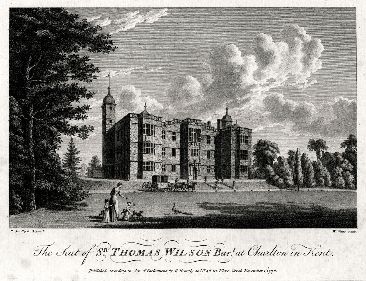 Het Huis van Sir Thomas Wilson Bart in Charlton in Kent, 1776 door William Watts