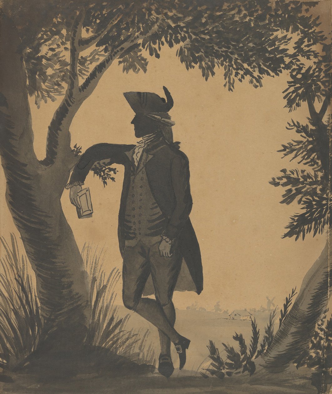 Jonge Man Leunend Tegen een Boom Met een Boek, ca. 1780-89 door William Wellings