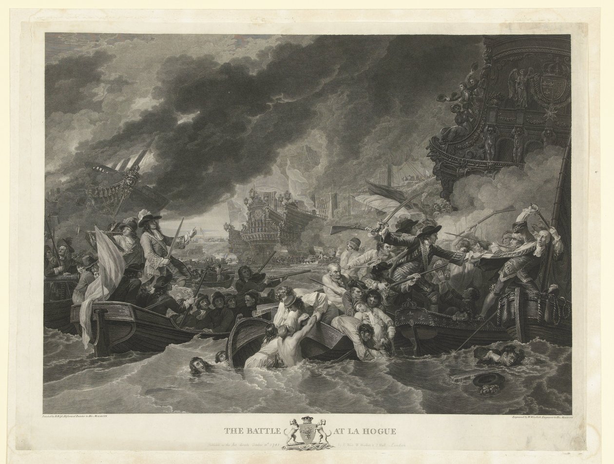 De zeeslag bij Kaap La Hogue, 1692 door William Woollett