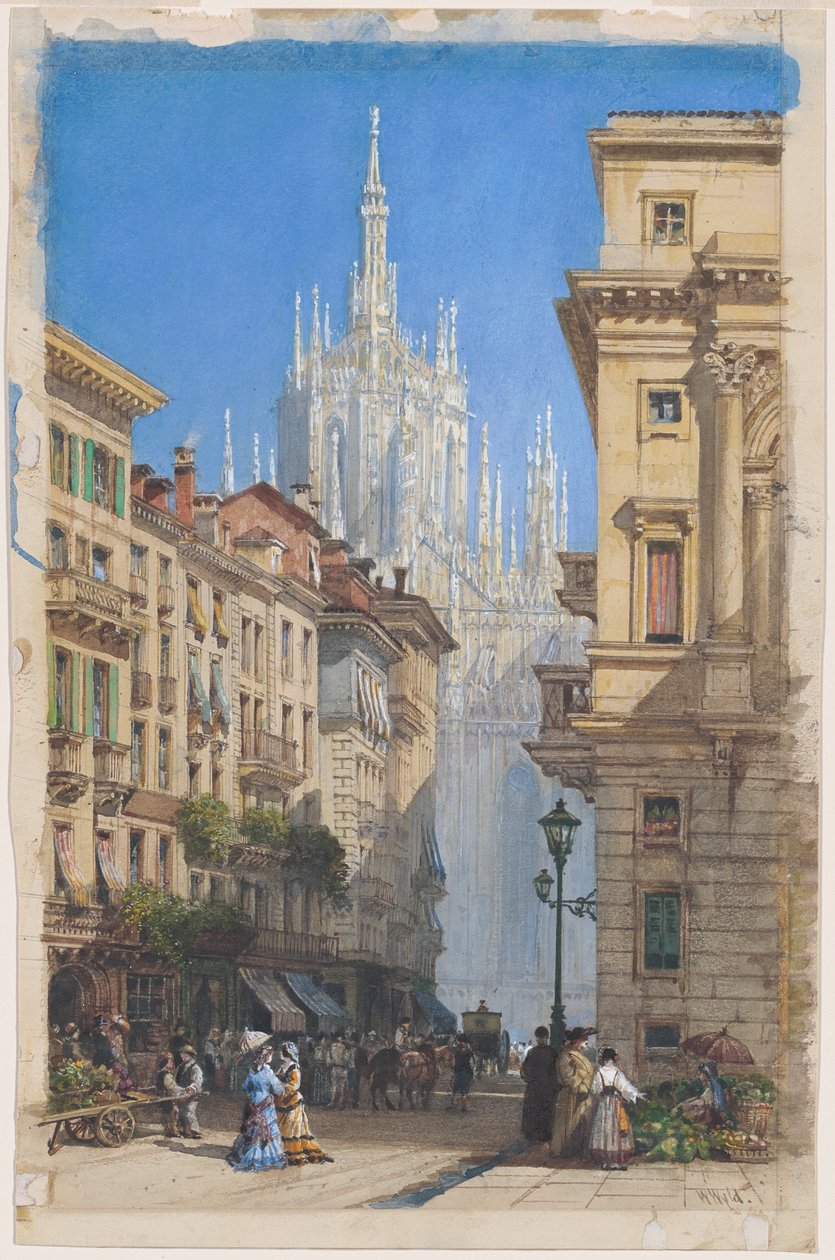 De Dom van Milaan vanaf een Zijstraat door William Wyld