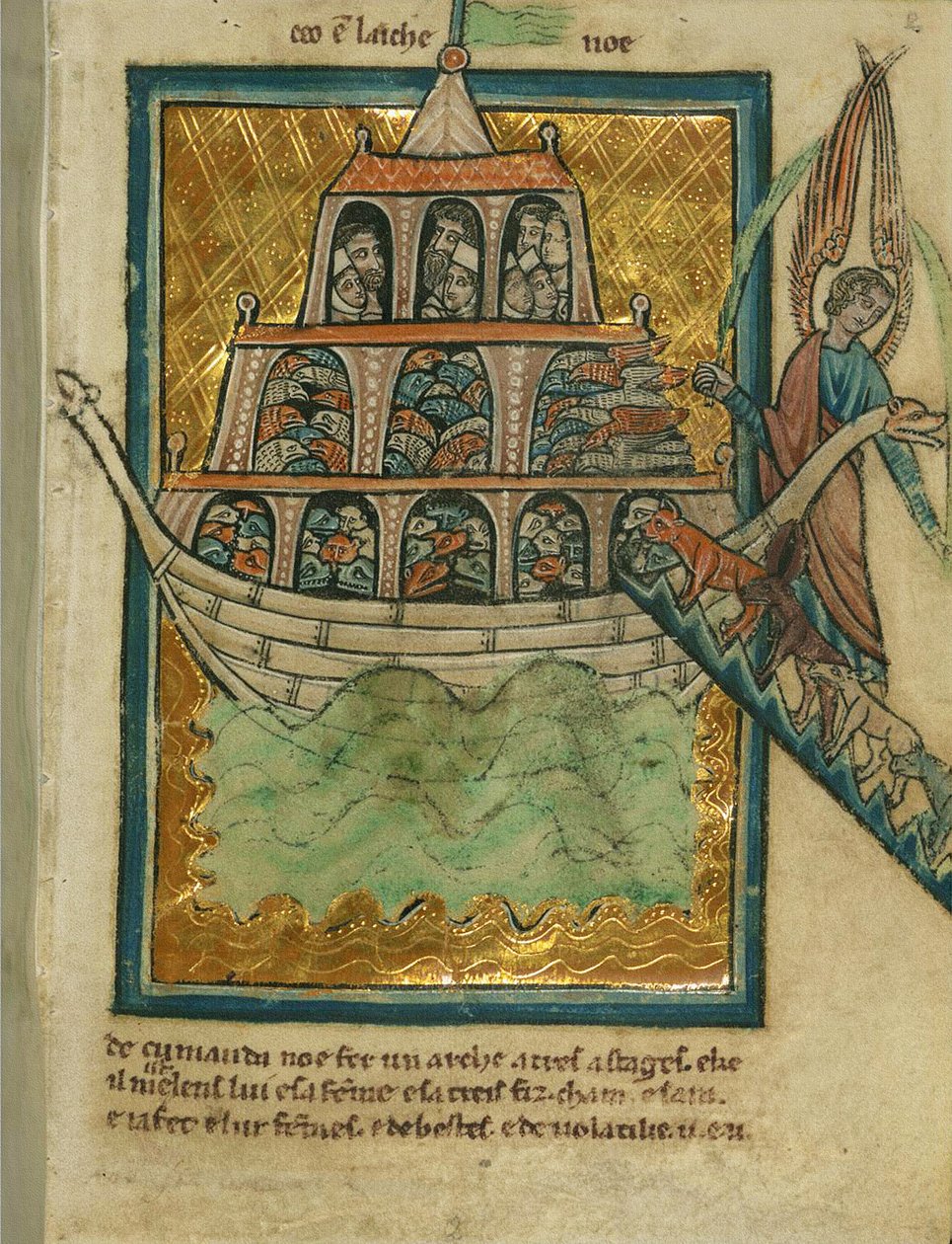 De dieren gaan de ark van Noach binnen, ca. 1250 door William de Brailes