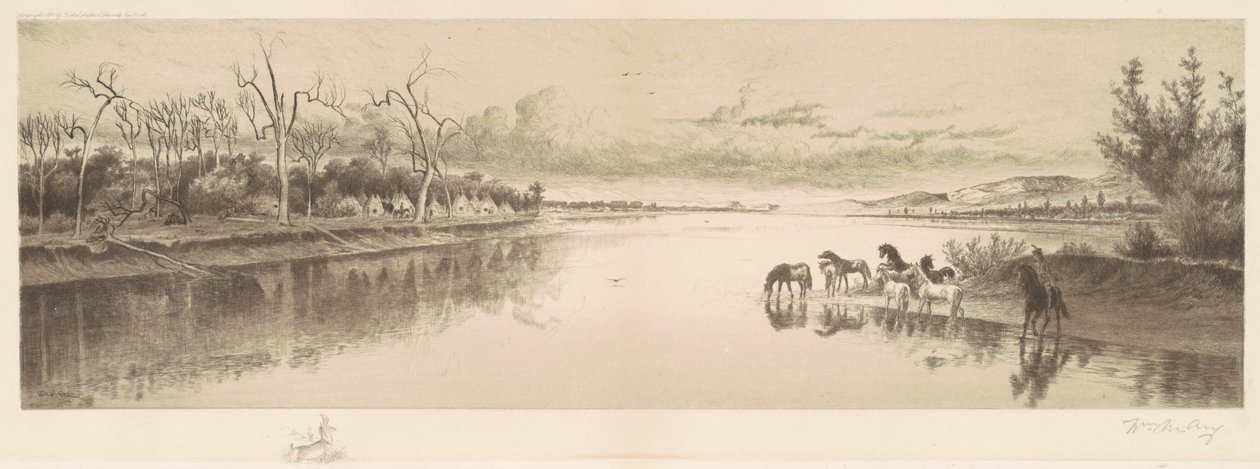 Zonder titel (Native American kamp) door William de la Montagne Cary