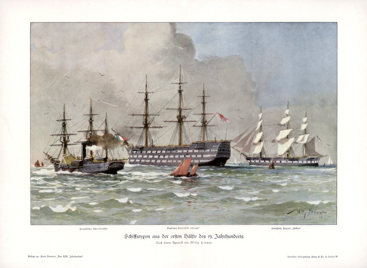 Scheepstypen uit de eerste helft van de 19e eeuw, 1900 door Willy Stöwer