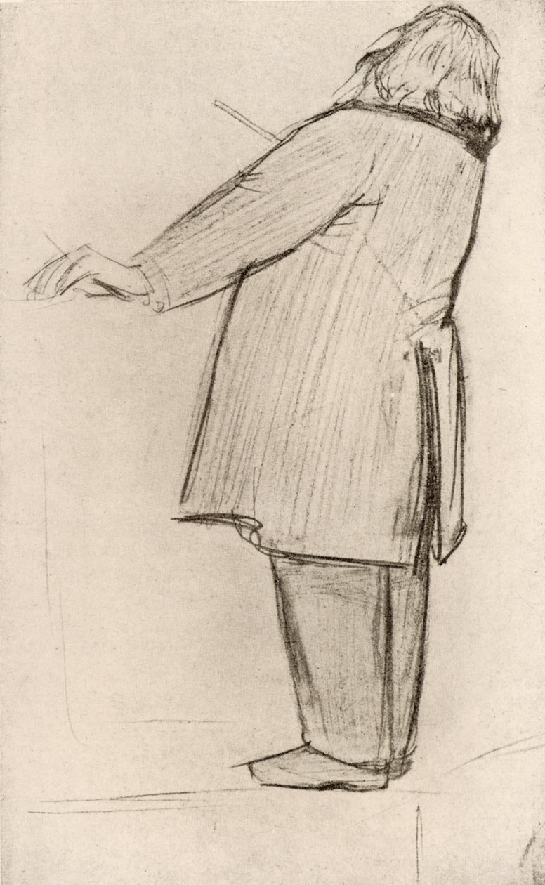 Johannes Brahms (1833-1897) Duitse componist, dirigeert (tekening) door Willy von Beckerath