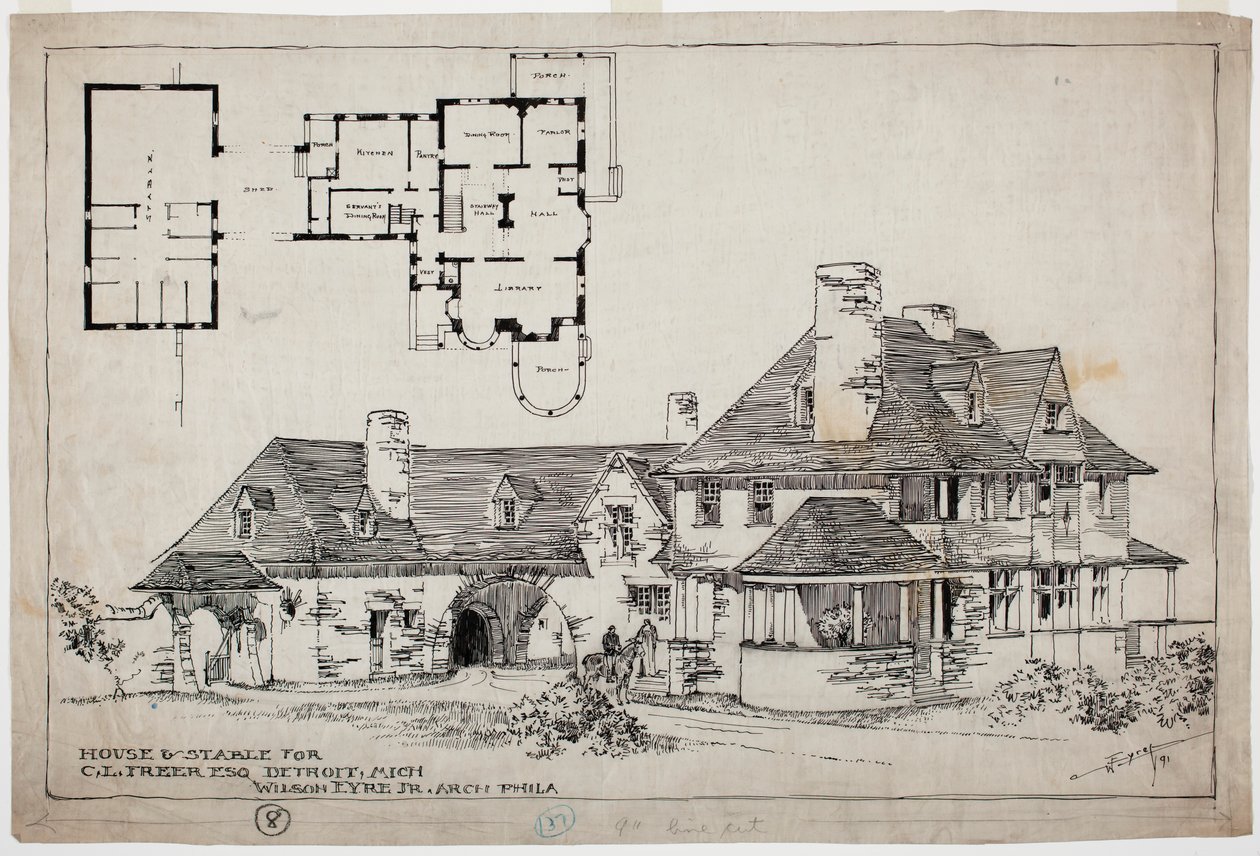 Freer Residence, Huis en Stal, 1891 door Wilson Eyre