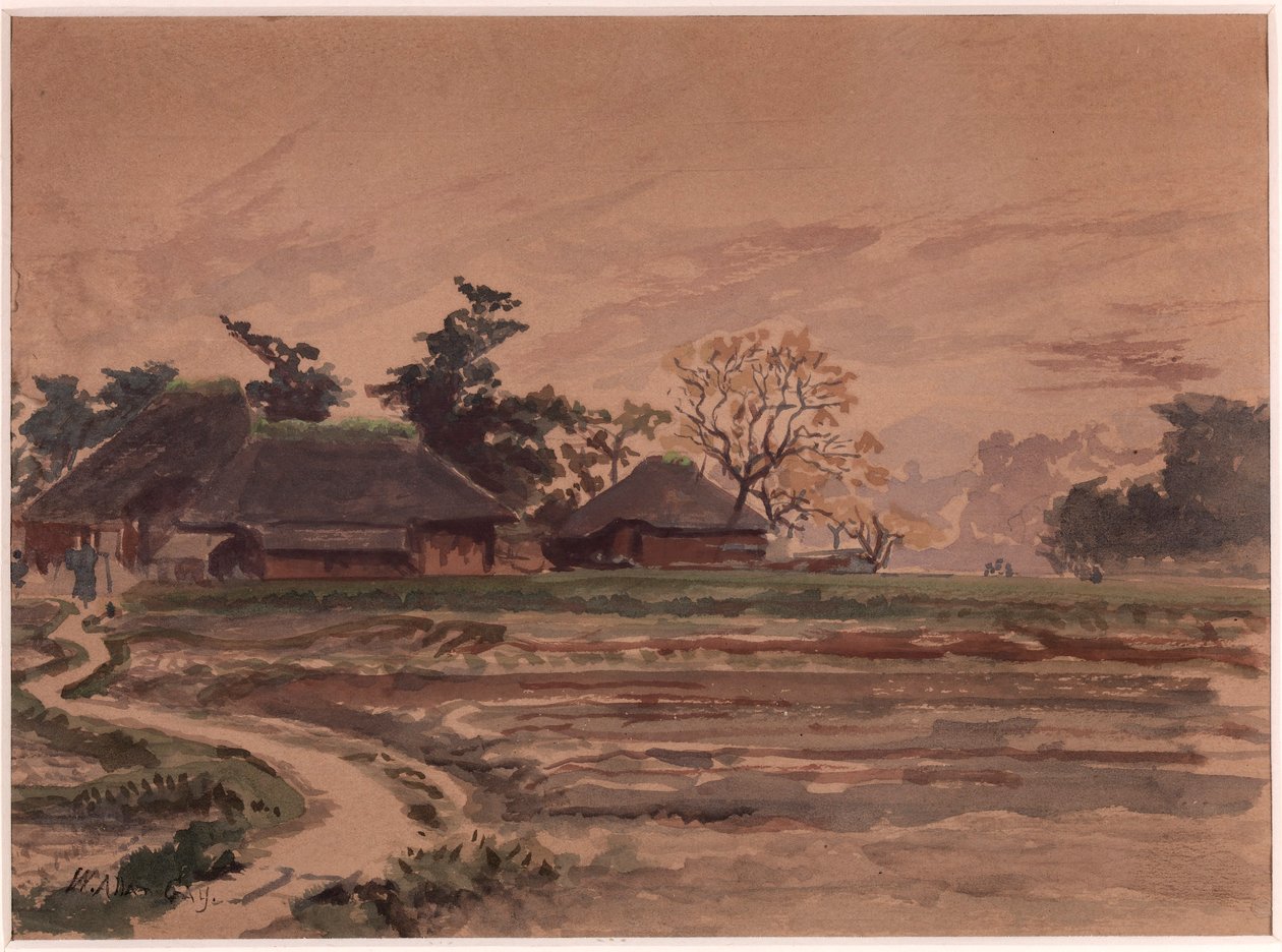 Landschap met huizen door Winckworth Allan Gay