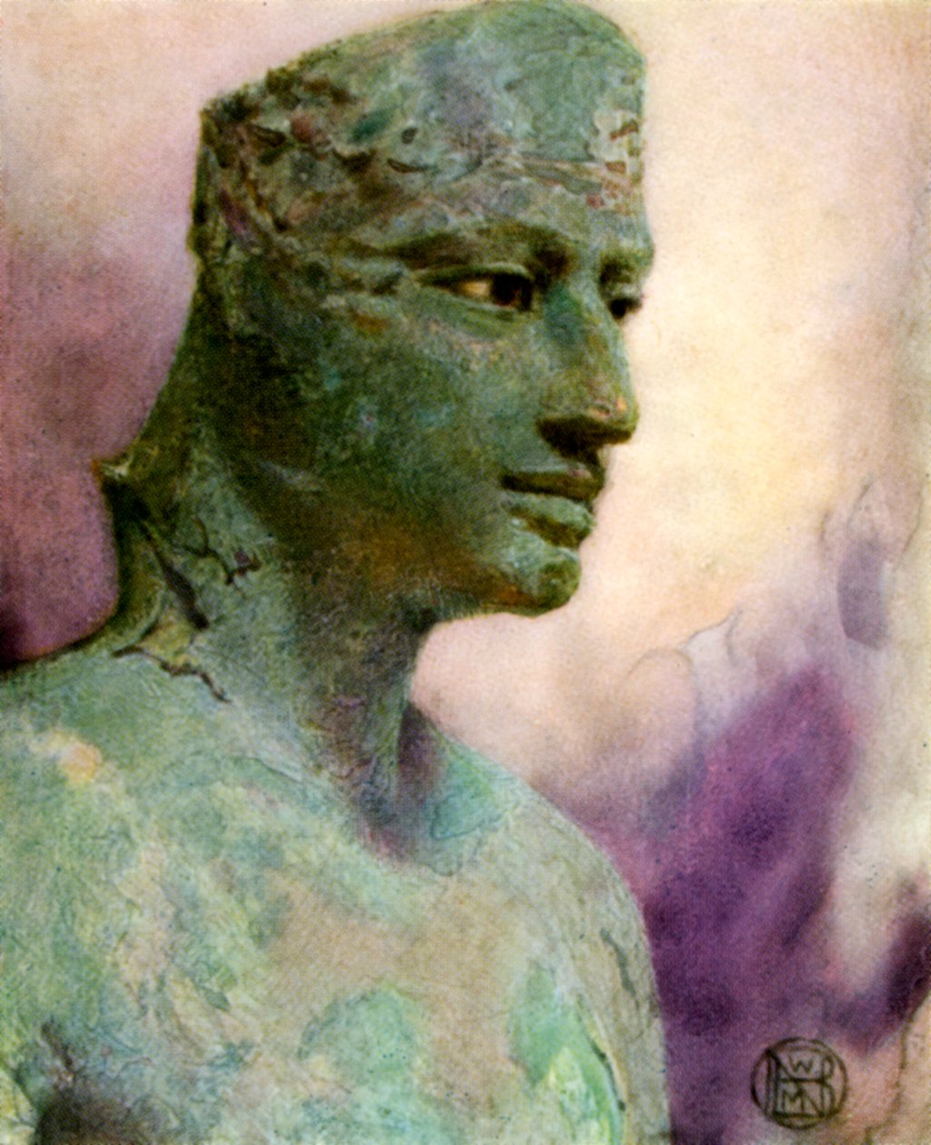 Hoofd van een bronzen standbeeld van Pepy I, Oud-Egyptische farao, 24e-23e eeuw v.Chr., 1926 door Winifred Mabel Brunton