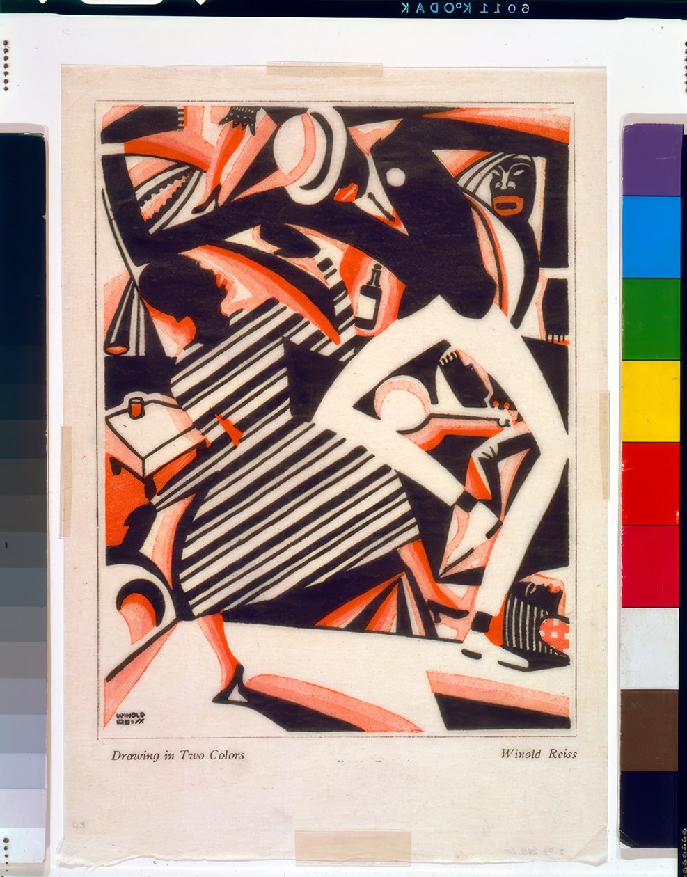 Tekenen in twee kleuren" / Interpretatie van Harlem Jazz I door Winold Reiss