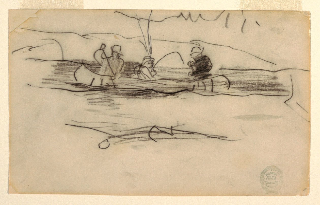 Visser en twee andere mannen in een kano door Winslow Homer