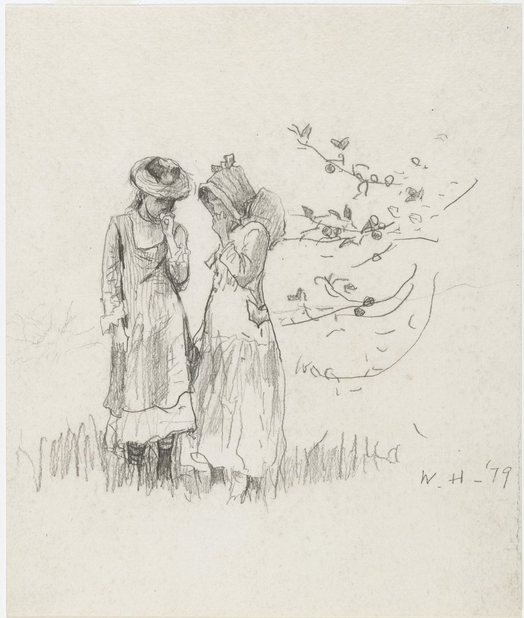 Twee meisjes in het veld door Winslow Homer