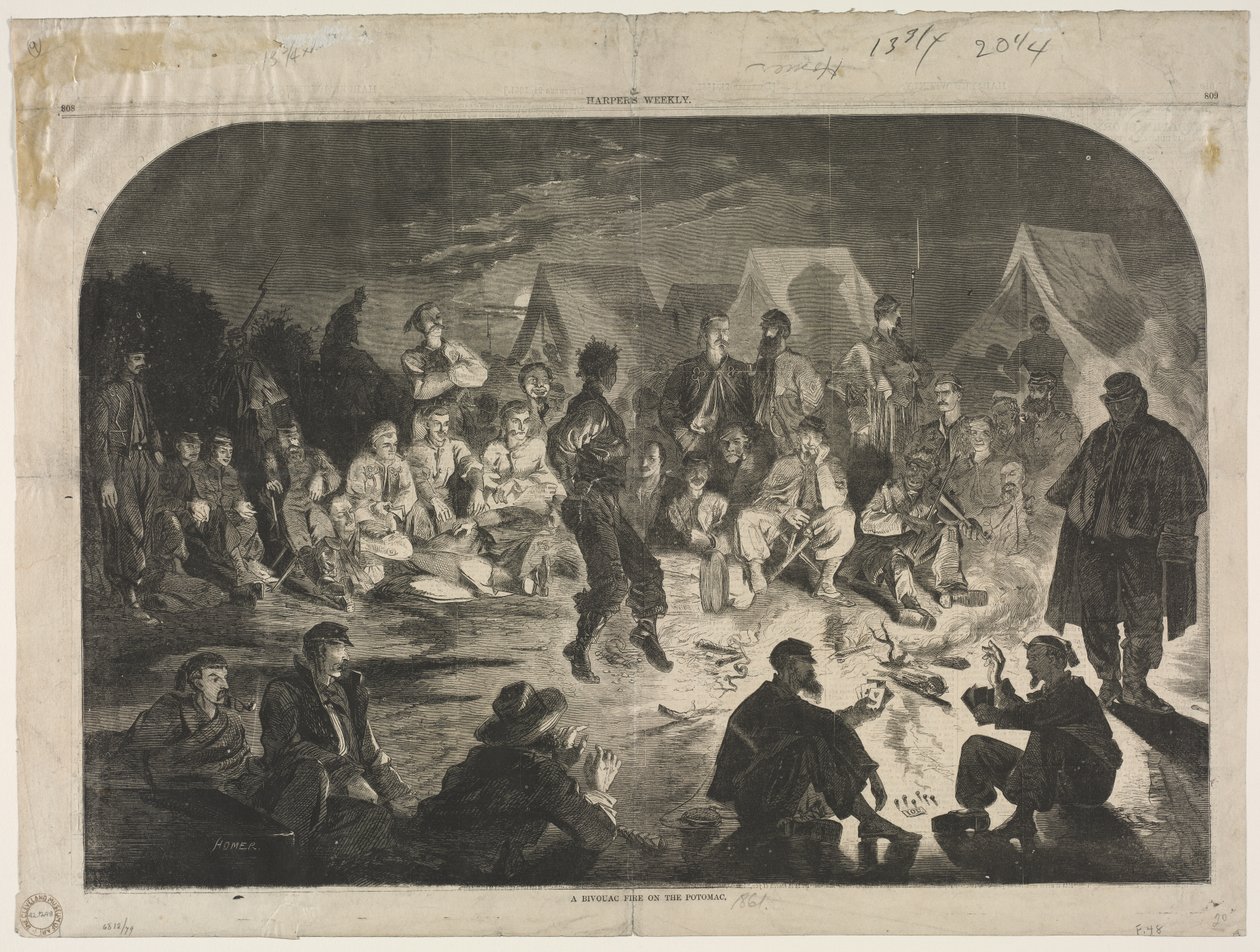 Een heerlijk bivak aan de Potomac door Winslow Homer