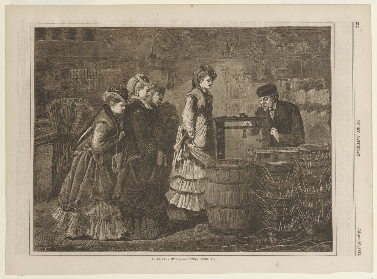 Een dorpswinkel - Wegen door Winslow Homer