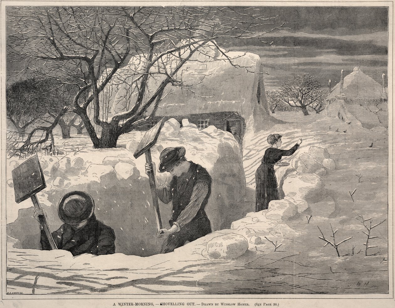 Een winterochtend – Sneeuwruimen door Winslow Homer