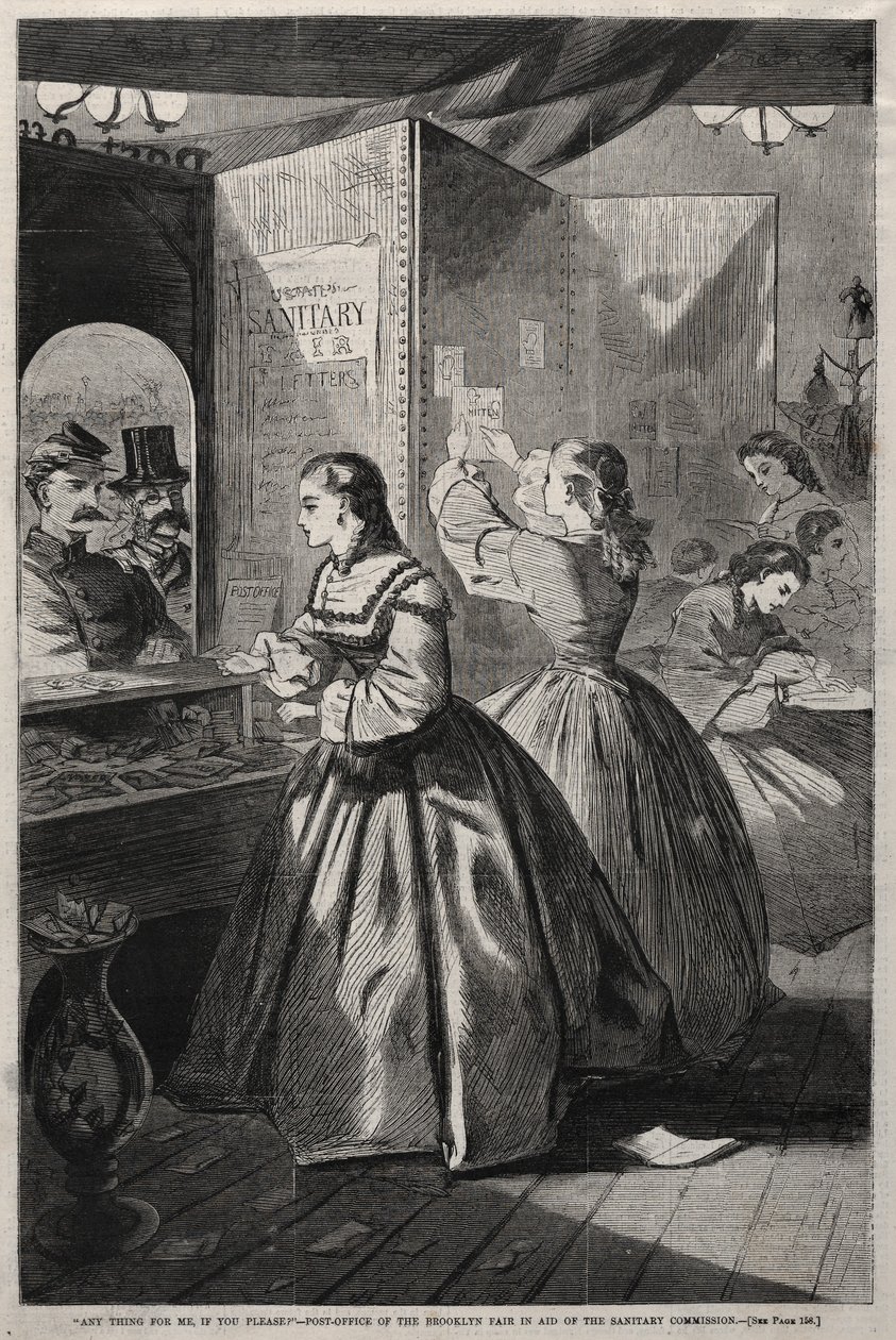 Iets voor mij, alstublieft - Postkantoor van de Brooklyn Fair ten bate van..., 1864 door Winslow Homer