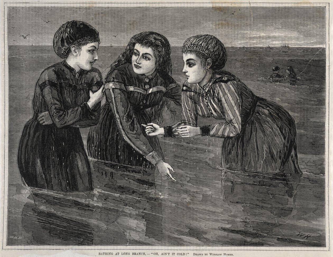 Baden bij Long Branch, - Oh, is het niet koud!, 1871 door Winslow Homer