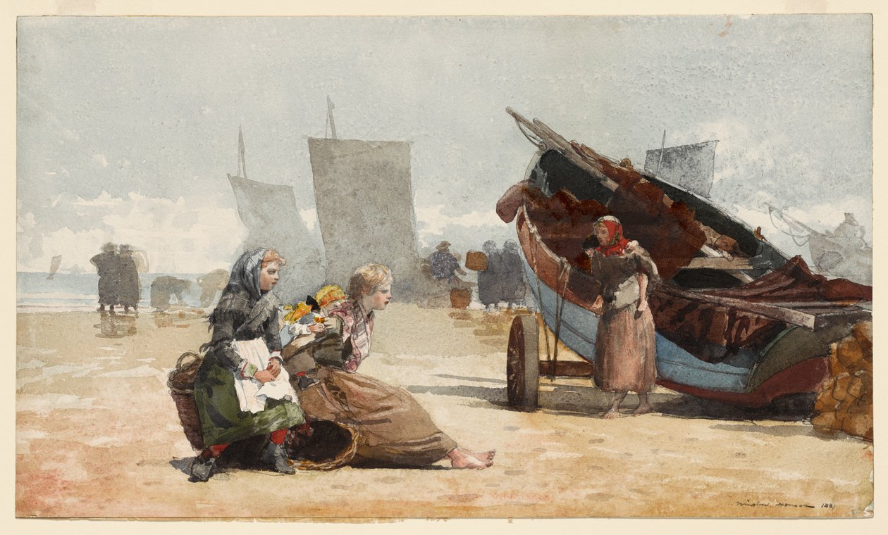 Strandgezicht, Cullercoats door Winslow Homer