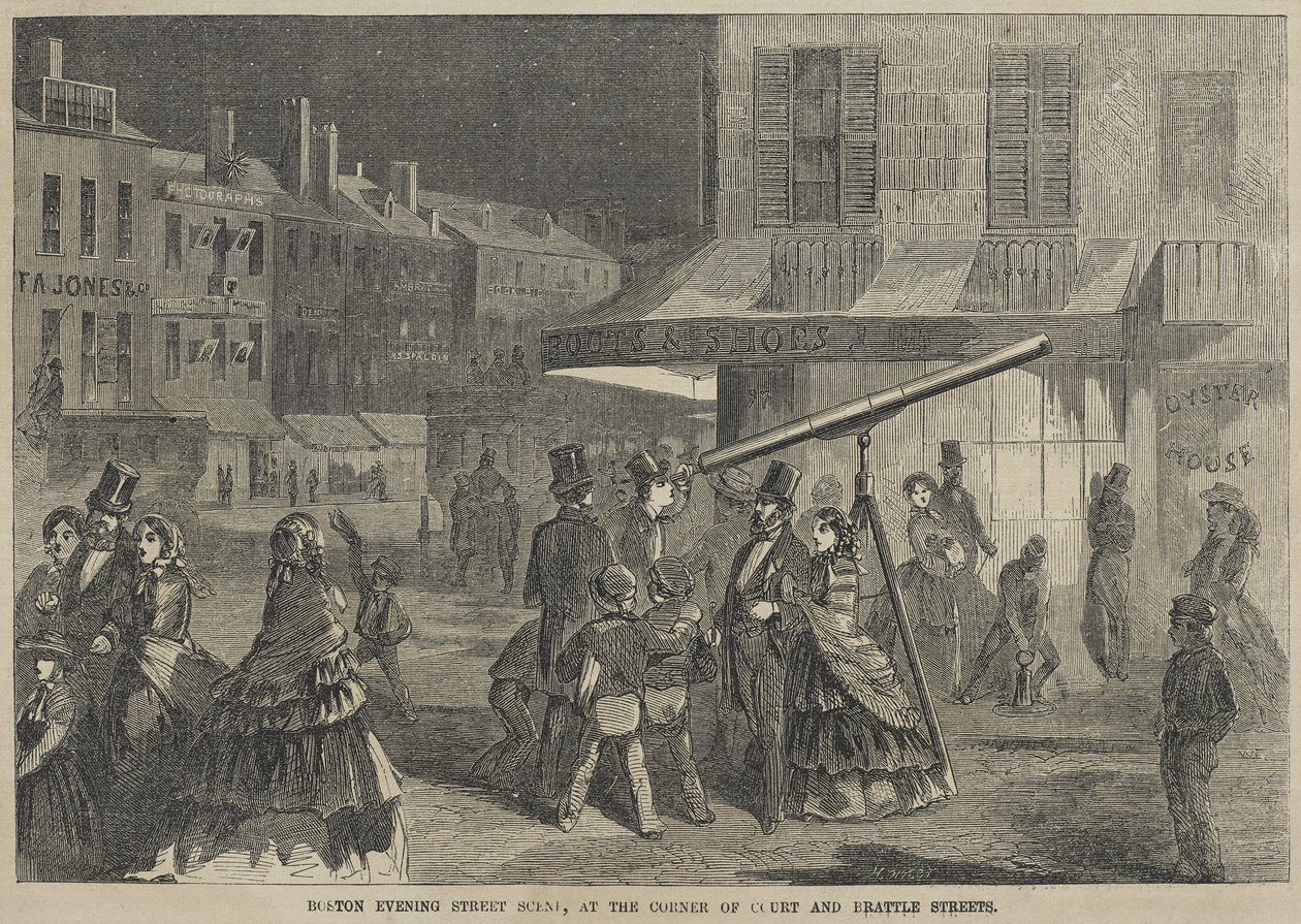 Boston Avond Straatscène, op de Hoek van Court en Brattle Streets door Winslow Homer