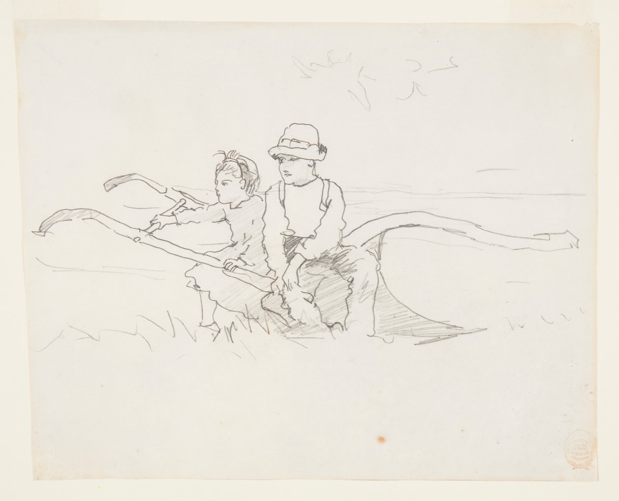 Jongen en meisje op een ploeg door Winslow Homer
