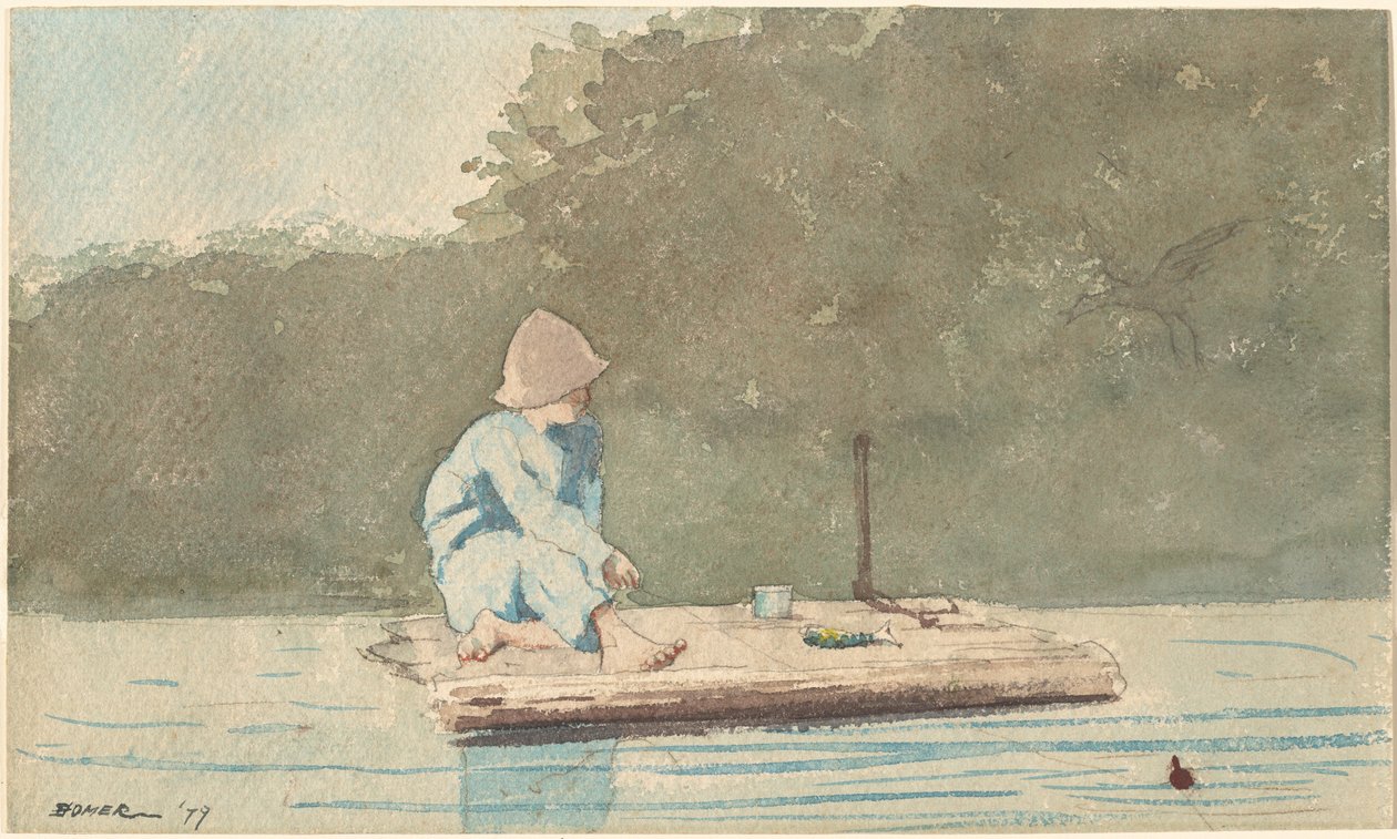 Jongen op een vlot door Winslow Homer