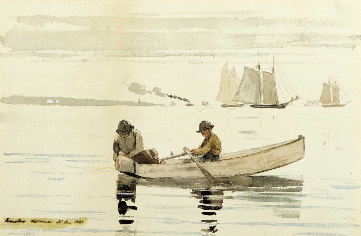 Jongens aan het Vissen, Gloucester Harbor, 1880 door Winslow Homer